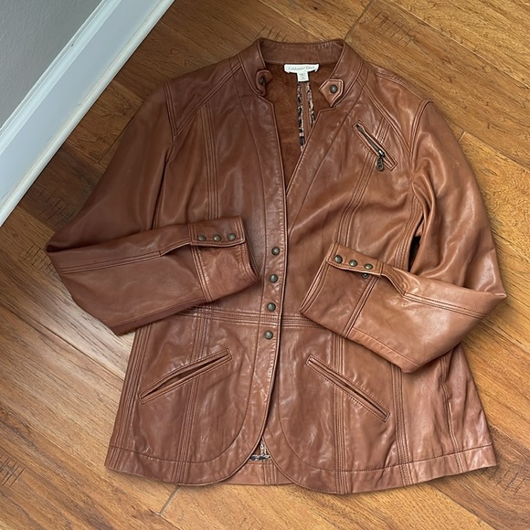 Genuine leather, Coldwater Creek ladies midweight jacket - Picture 3 of 10